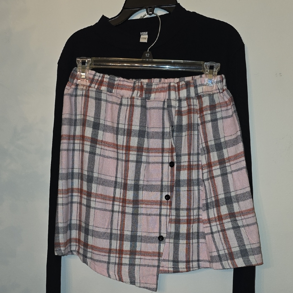NWOT Teen Plaid Pink Skirt/Top
